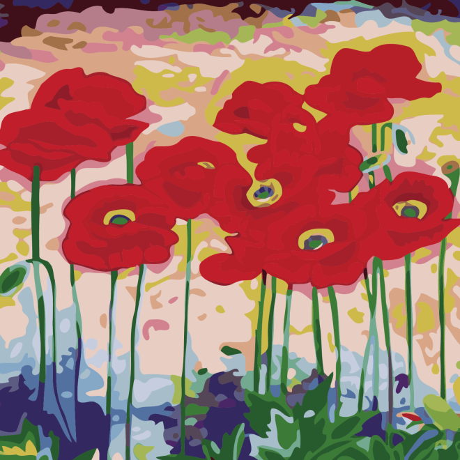Malování podle čísel - květy máku 60x75