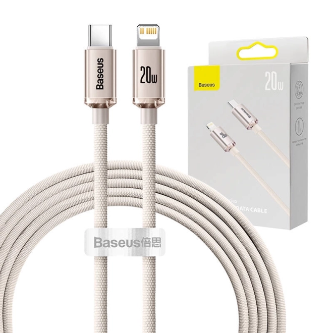 Kabel Baseus Crystal Shine USB-C k iP, 20 W, 2 m (růžový)