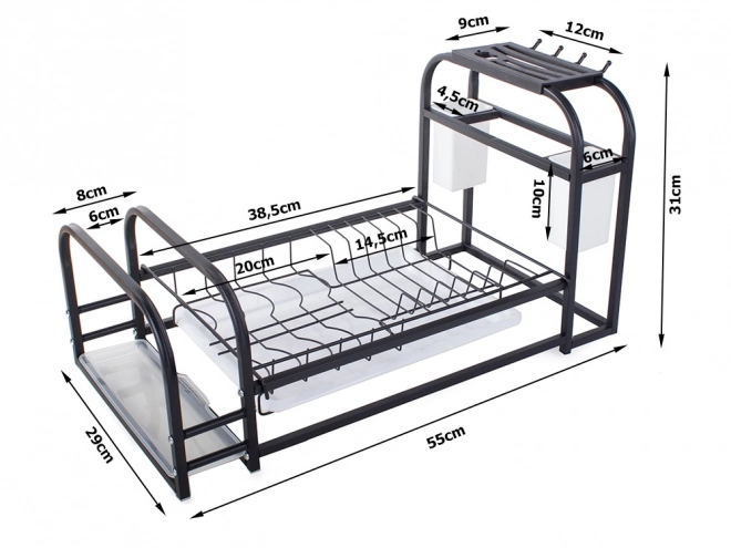 Stojan na sušení nádobí se stojanem na podnos v podkroví