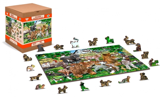 Wooden City Dřevěné puzzle Školka na farmě 2v1, 75 dílků EKO