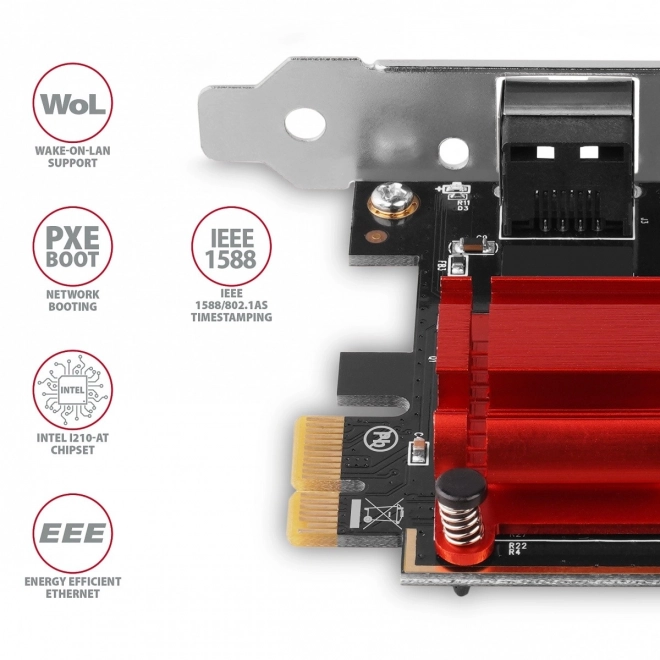 PCEE-GIX PCIe síťová karta 1x Gigabit Ethernet port (RJ-45), Intel i210AT, PXE, SP & LP