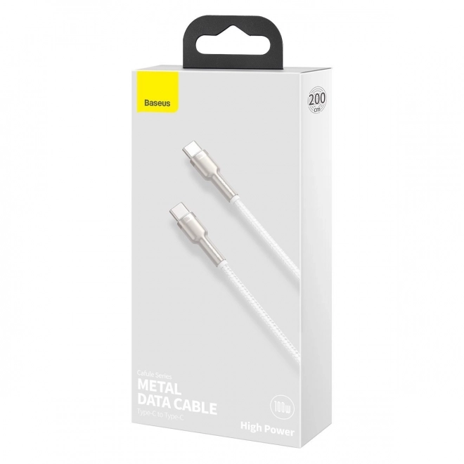 Kabel USB-C na USB-C Baseus Cafule, 100W, 2m (bílý)