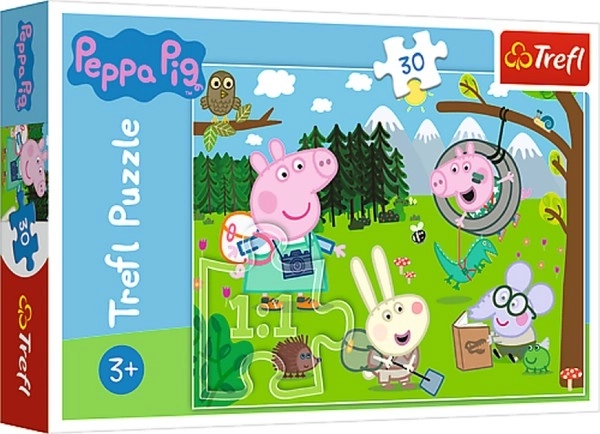 Puzzle Prasátko Peppa/Peppa Pig Výlet do lesa 27x20cm 30 dílků v krabičce 21x14x4cm