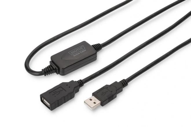 Prodlužovací kabel USB 2.0 HighSpeed typ USB A/USB A M/F aktivní, černý 15 m