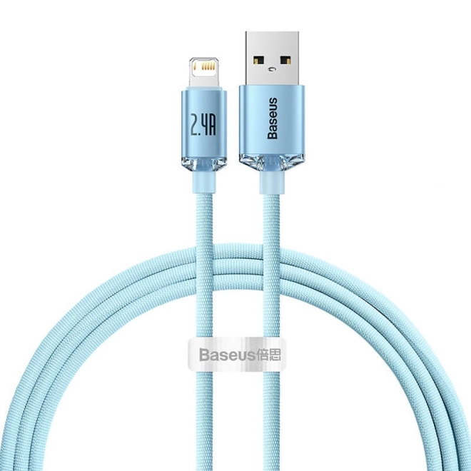 Kabel USB k iP Baseus Crystal Shine, 2,4 A, 1,2 m (modrý)