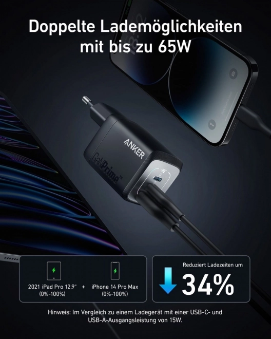 Prime 735 67W 2xUSB-C 1xUSB-A síťová nabíječka Černá