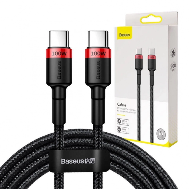 Baseus Cafule PD2.0 100W bleskové nabíjení USB pro kabel typu C (20V 5A)2m - červený černý