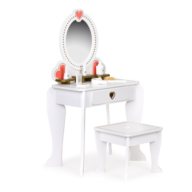 Velký dřevěný dětský toaletní stolek se zrcadlem pro dívky ECOTOYS