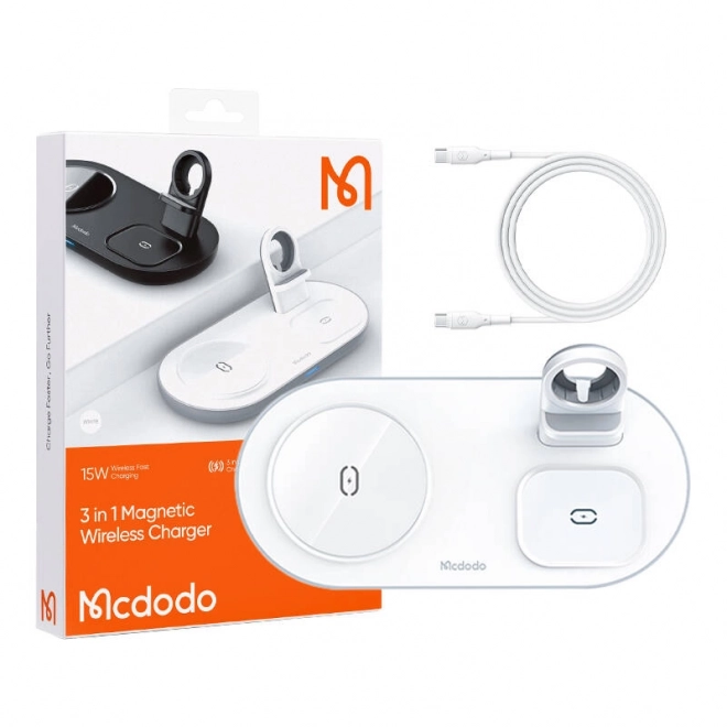 Bezdrátová nabíječka Mcdodo CH-7062 3 v 1 15W (mobil/TWS/Apple watch) (bílá)