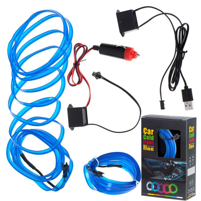 LED ambientní osvětlení do auta / auto USB / 12V páska 3m modrá