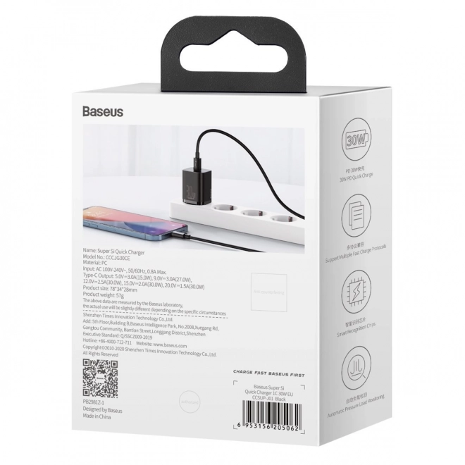 Baseus Super Si Quick Charger 1C 30W (černá)