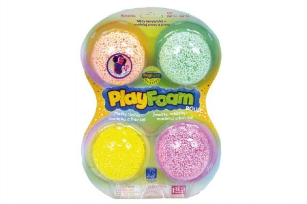 PlayFoam® Modelína/Plastelína kuličková 4 barvy na kartě 19,5x27x3cm