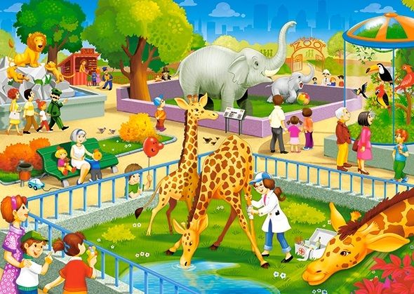 CASTORLAND Puzzle 60el. Návštěva zoo - Zoo safari zvířata 5+
