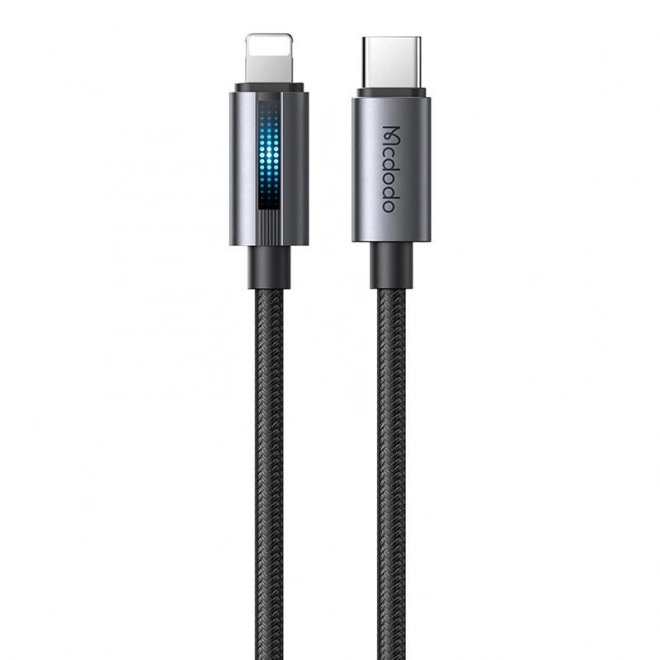 USB-C na Lightning kabel s blikajícím světlem 36W 1,2m černý