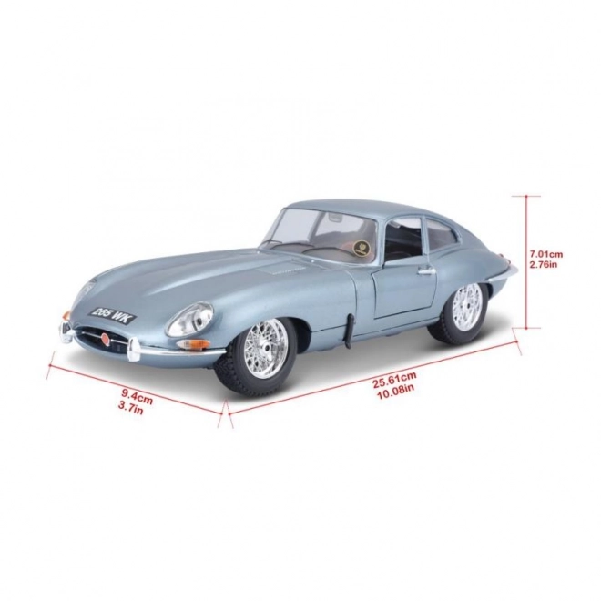 Bburago 1:18 Jaguar E Coupe Metalic Silver Blue