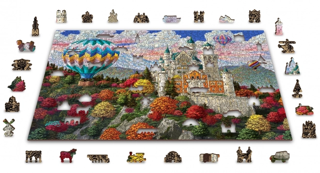 Wooden City Dřevěné puzzle Zámek Neuschwanstein 2v1, 1010 dílků EKO