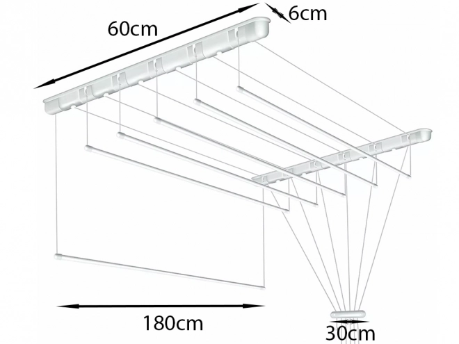 Stropní sušák na prádlo 5 tyčí 180 cm koupelna balkon