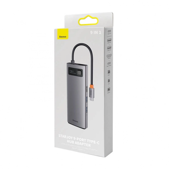 Rozbočovač 9v1 Baseus Metal Gleam Series, USB-C na 2x USB 3.0 + 2x HDMI + USB 2.0 + USB-C PD + Ethernet RJ45 + microSD/SD