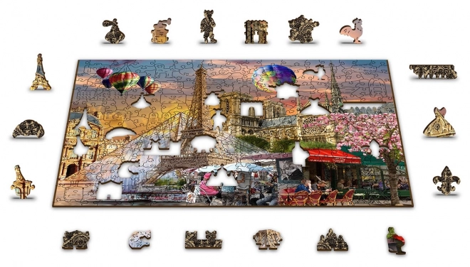 Wooden City Dřevěné puzzle Jaro v Paříži 2v1, 150 dílků EKO