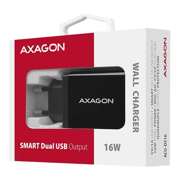 ACU-DS16 síťová nabíječka, SMART 16W, 2x port USB-A, 5V/2,2A + 5V/1A