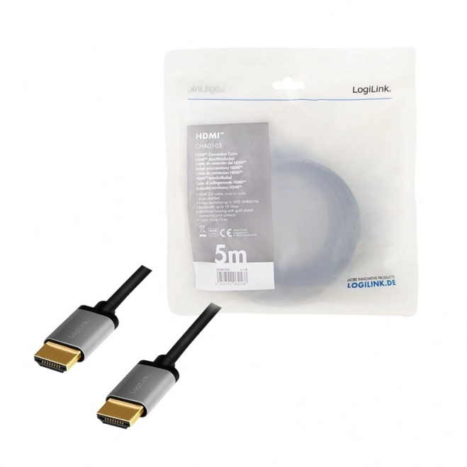 Hliníkový kabel HDMI 4K/60Hz 5 m černý