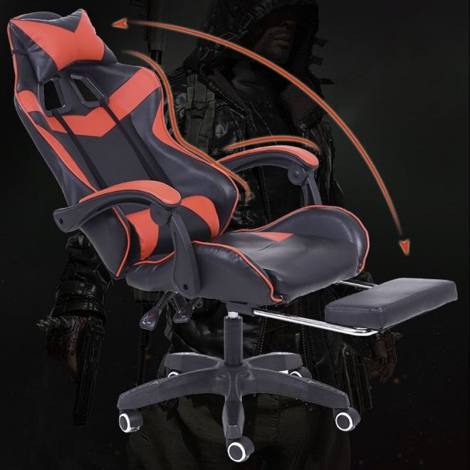 Počítačová / herní židle s podnožkou - černozelená