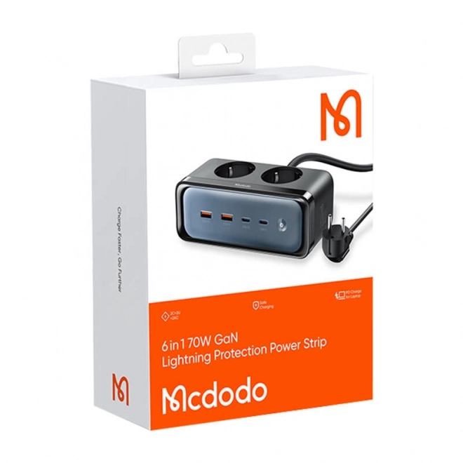 Prodlužovací kabel s 2 zásuvkami a 6 porty, 2x USB-C, 2x USB-A Mcdodo