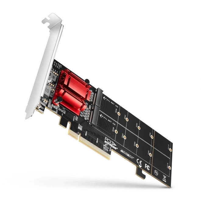 Řadič PCEM2-ND PCIe x 8, 2x M.2 NVMe M-key RAID slot podpora pro nebifurkační desky, součástí balení, SP & LP