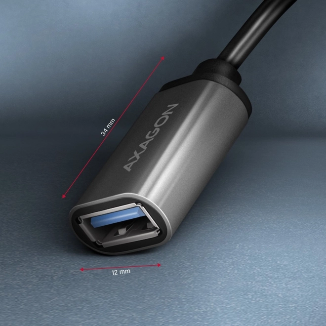 RUCM-AFAC Adaptační kabel USB 3.2 Gen 1 samec Type-C -> samice Type-A, 0,2 m, 3A, ALU