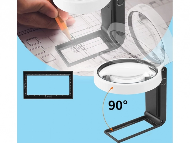 Skládací šperkařská lupa 10x 25x 6 led 2 uv stupnice