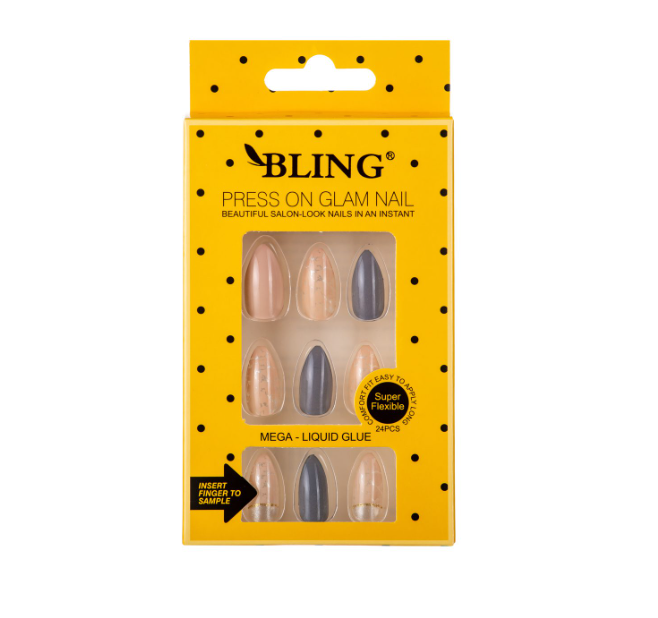 Umělé nehty, Tips BLING (24 ks) - mramorované, design II
