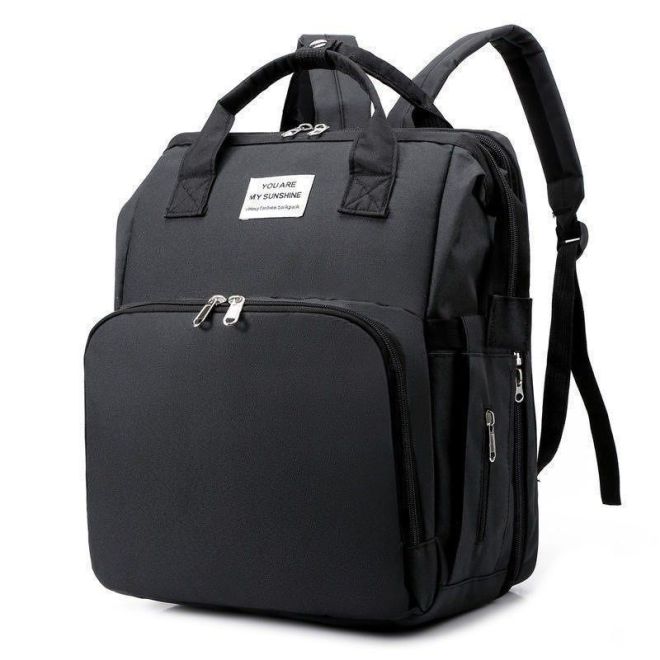 Velký multifunkční batoh / taška pro maminku s funkcí spaní - černá