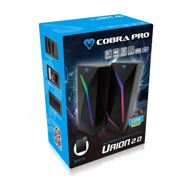 COBRA PRO URION 2.0 MT3172 Herní reproduktory/Line-in/Bluetooth 5.0/RGB/Ovládací jednotka/Jack 3,5/USB/RMS 8W/PMPO 320W