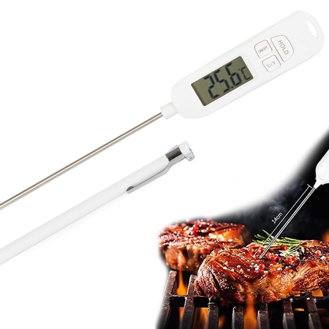 Digitální kuchyňský teploměr na víno se sondou na maso s LCD displejem