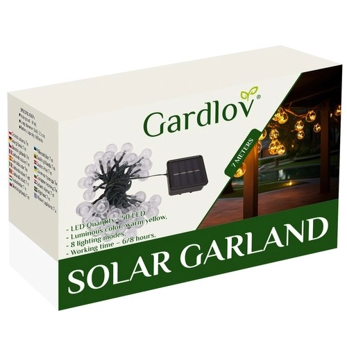 Solární girlanda 7m IP65 Gardlov 24008