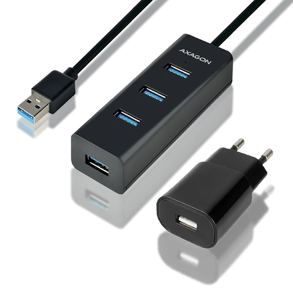 HUE-S2BP 4-portový nabíjecí rozbočovač USB 3.2 Gen 1, 1,2m kabel, síťový adaptér