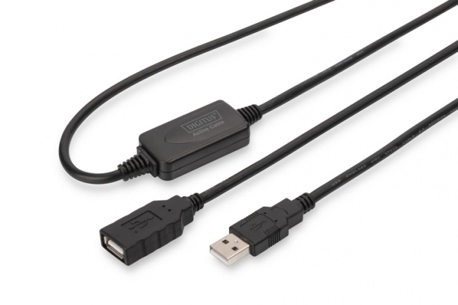 Prodlužovací kabel USB 2.0 HighSpeed typ USB A/USB A M/F aktivní, černý 10 m