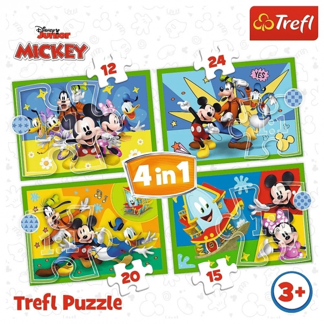 Puzzle 4v1 Mickey mezi přáteli