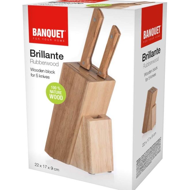 Dřevěný stojan na 5 nožů Brillante 22x17x9 cm