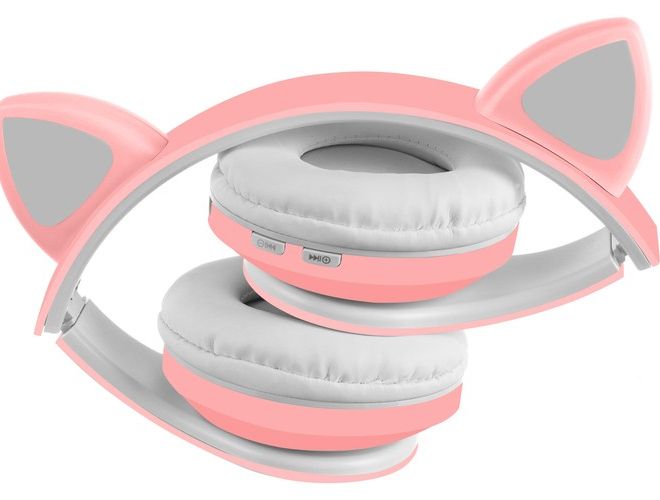 Bezdrátová bluetooth sluchátka s ušima – Růžová
