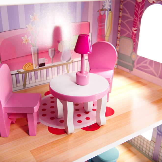 Dřevěný domeček pro panenky s nábytkem - 70 cm