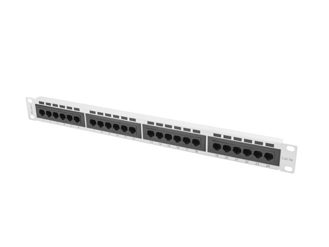 Patch panel 24 portů 1U Cat.5E šedý