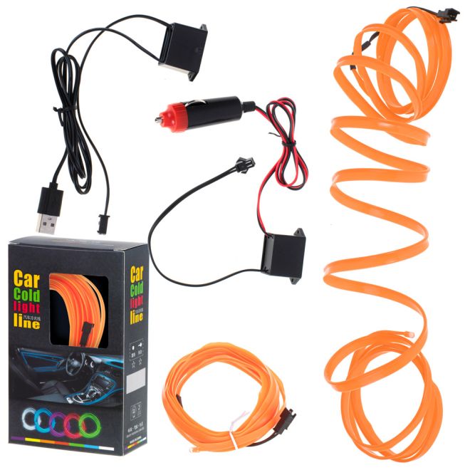 LED ambientní osvětlení pro auto / auto USB / 12V páska 3m oranžová