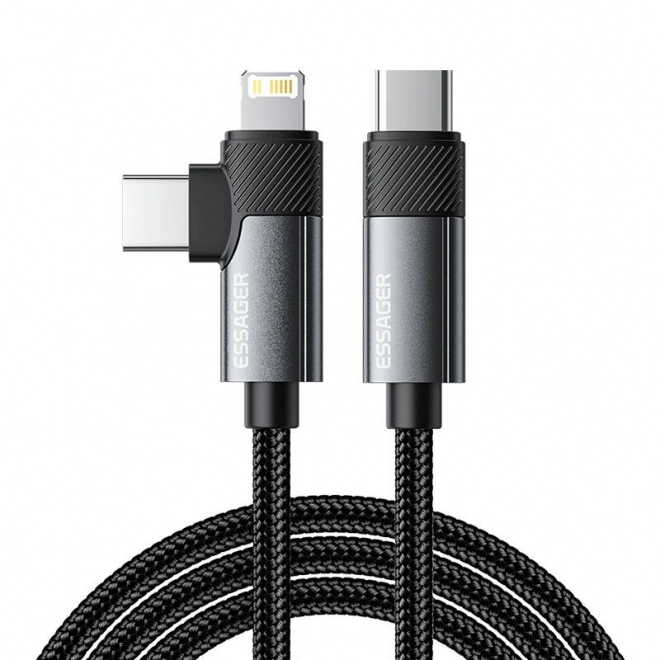 Kabel Essager USB-C na Lightning a USB-C s rychlonabíjením 65W - 1m šedý