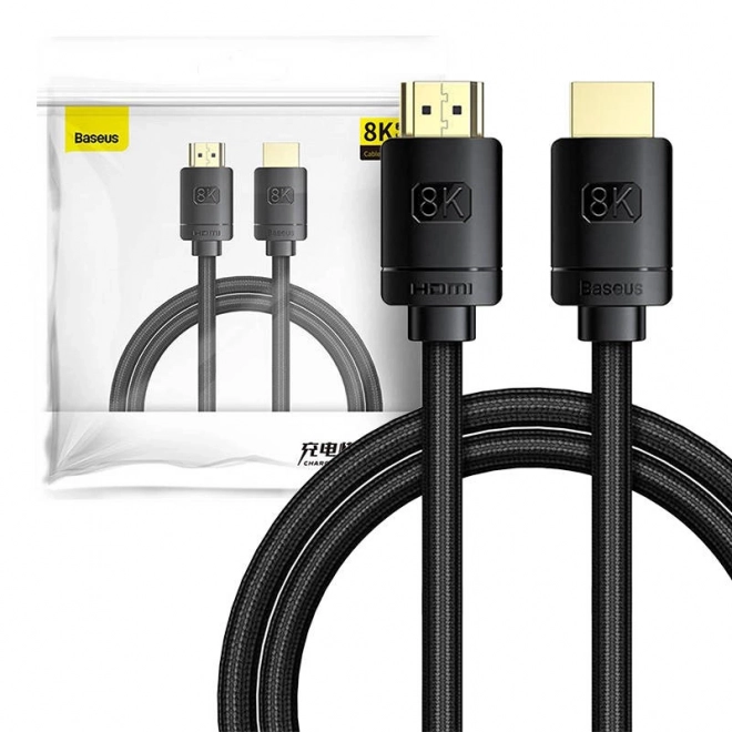 Kabel HDMI 2.1 řady High Definition, 8K 60Hz, 3D, HDR, 48Gbps, 1m (černý)