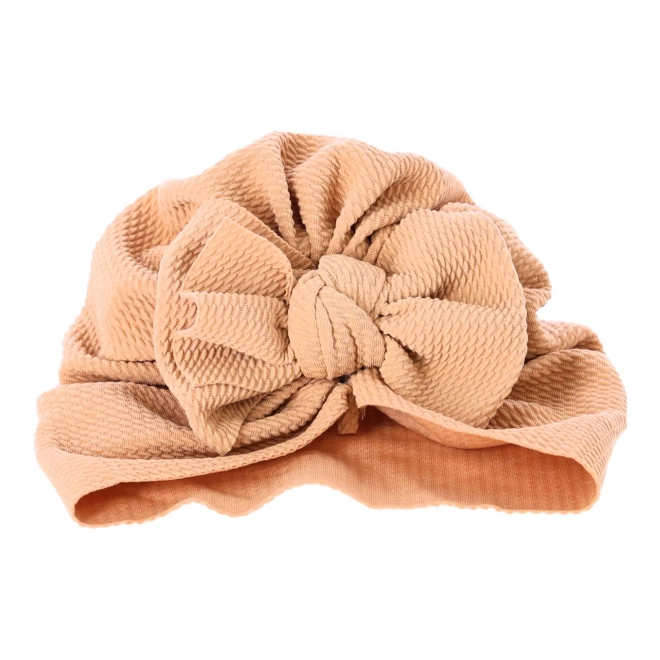 Dětský turban s mašlí, dívčí klobouk - světle hnědý