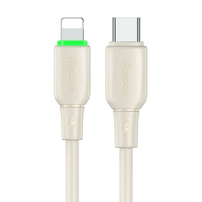 Kabel USB-C na Lightning s LED světlem 1,2 m béžový