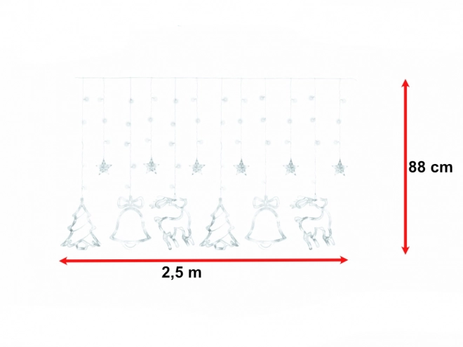 LED závěs s vánočními motivy - 2,5 m, 138 LED – studený bílý