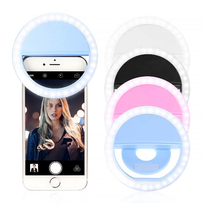 USB selfie kruhové světlo na mobilní telefon – Bílé