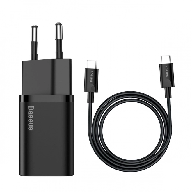 Baseus Super Si Quick Charger 1C 25W s kabelem USB-C pro USB-C 1m (černá)